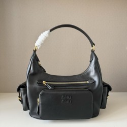1:1 Replica Miu Miu Crossbody Bag Miu Pocket Nappa 5BC189 Black Knockoff