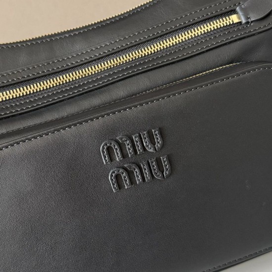1:1 Replica Miu Miu Crossbody Bag Miu Pocket Nappa 5BC189 Black Knockoff