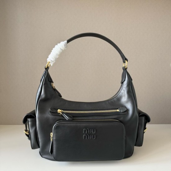 1:1 Replica Miu Miu Crossbody Bag Miu Pocket Nappa 5BC189 Black Knockoff
