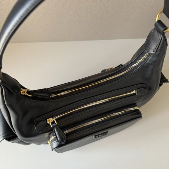 1:1 Replica Miu Miu Crossbody Bag Miu Pocket Nappa 5BC189 Black Knockoff