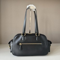 1:1 Replica Miu Miu Pocket shoulder bags with top handle Black Knockoff