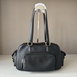 1:1 Replica Miu Miu Pocket shoulder bags with top handle Black Knockoff