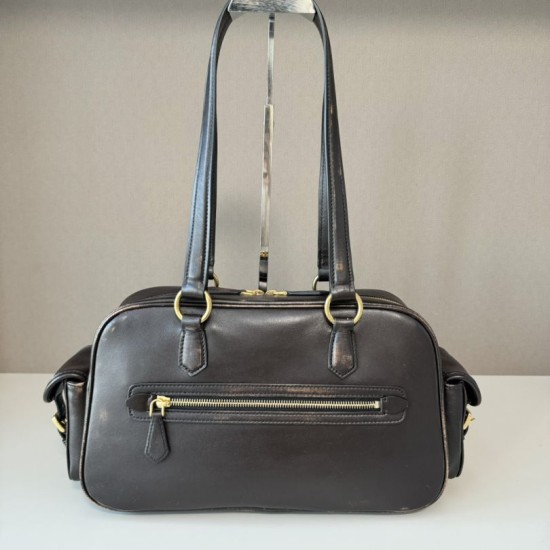 1:1 Replica Miu Miu Pocket shoulder bags with top handle Coffee Knockoff