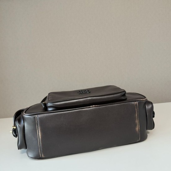 1:1 Replica Miu Miu Pocket shoulder bags with top handle Coffee Knockoff