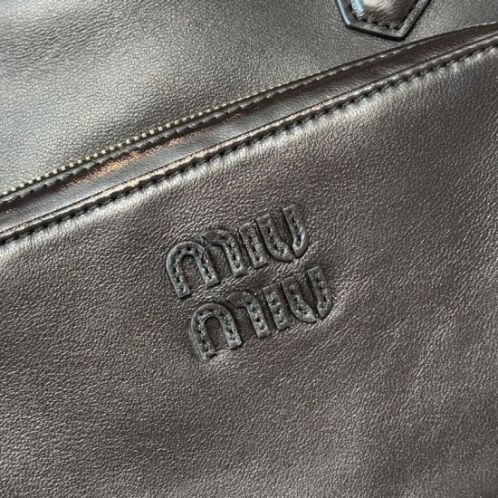 1:1 Replica Miu Miu Pocket shoulder bags with top handle Coffee Knockoff