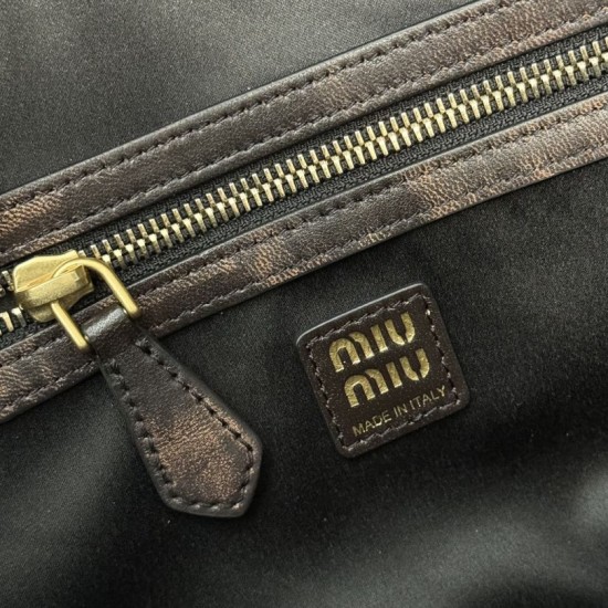 1:1 Replica Miu Miu Pocket shoulder bags with top handle Coffee Knockoff
