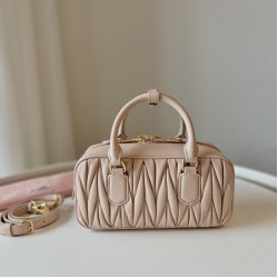 1:1 Replica Miu Miu Arcadie Matelassé Nappa handbag 5BB142 Brown Knockoff