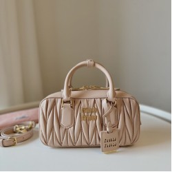 1:1 Replica Miu Miu Arcadie Matelassé Nappa handbag 5BB142 Brown Knockoff