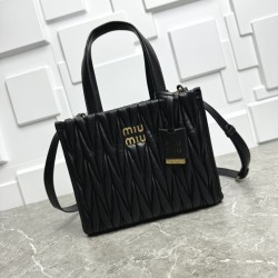 1:1 Replica Miu Miu tote bag in black quilted nappa leather Knockoff