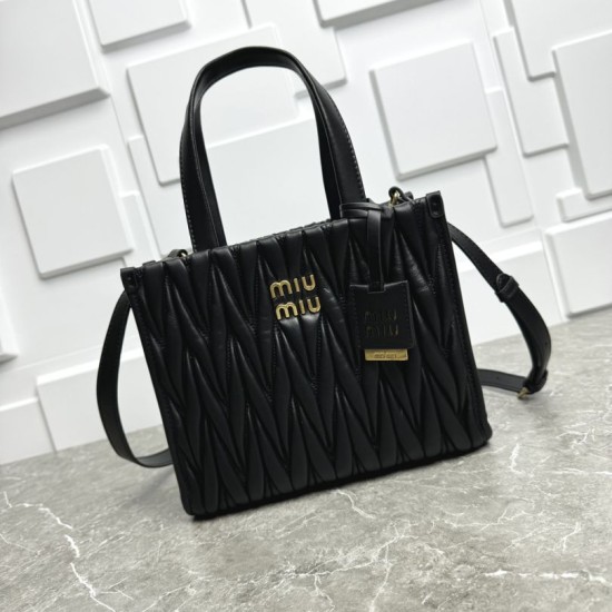 AAA Replica Miu Miu tote bag in black quilted nappa leather 1:1 Replica Miu Miu tote bag in black quilted nappa leather Knockoff