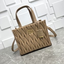 1:1 Replica Miu Miu tote bag in brown quilted nappa leather Knockoff