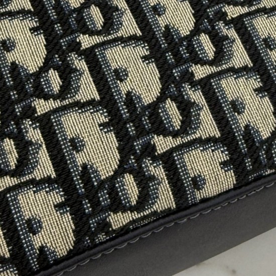 1:1 Replica Dior Bow clutch bag in jacquard Oblique with blue motif Knockoff