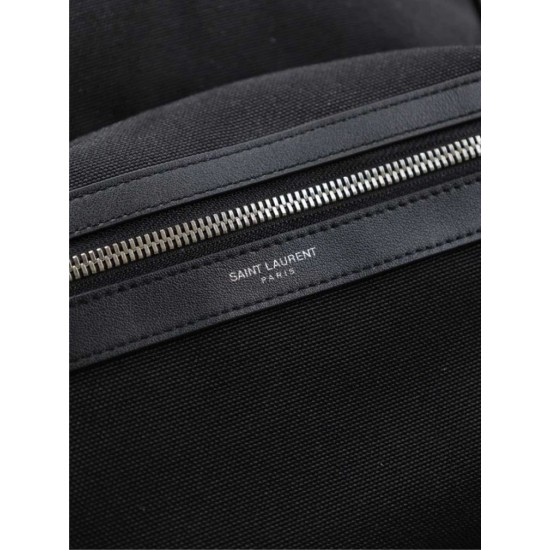 1:1 Replica YSL Saint Laurent City backpack in black canvas with leather trim Knockoff