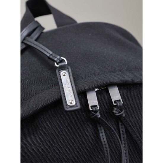 1:1 Replica YSL Saint Laurent City backpack in black canvas with leather trim Knockoff