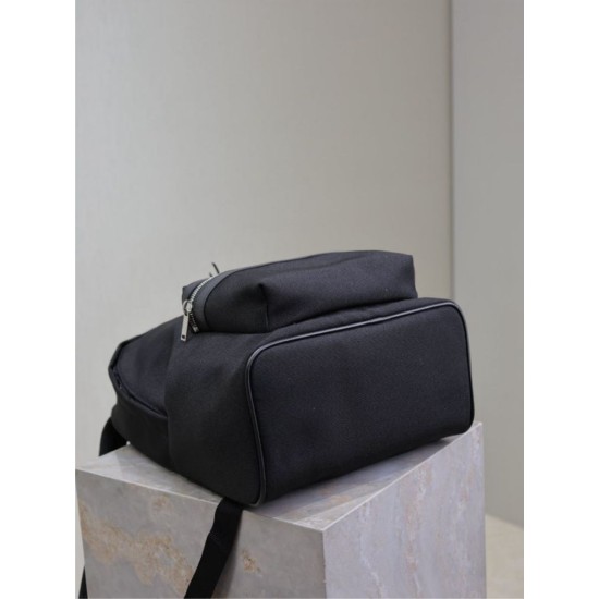 1:1 Replica YSL Saint Laurent City backpack in black canvas with leather trim Knockoff