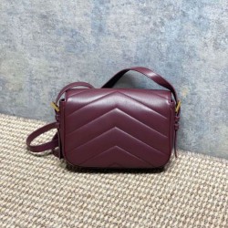 1:1 Replica YSL Saint Laurent Loulou mini shoulder bag in burgundy Knockoff