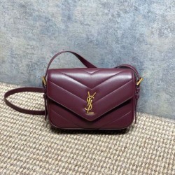 1:1 Replica YSL Saint Laurent Loulou mini shoulder bag in burgundy Knockoff