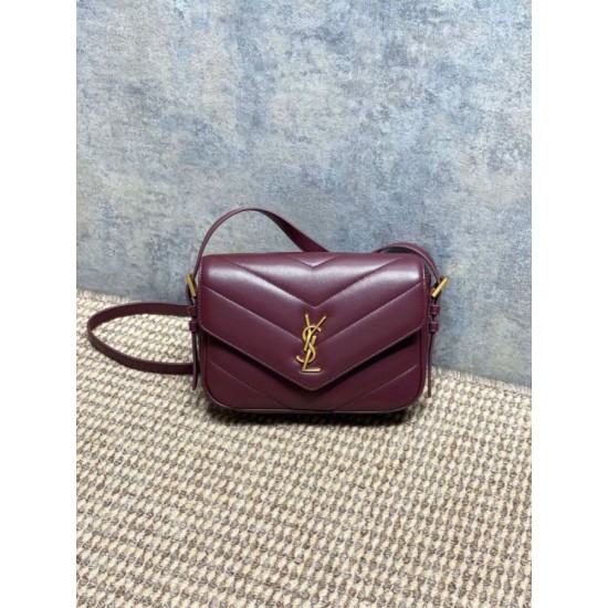 1:1 Replica YSL Saint Laurent Loulou mini shoulder bag in burgundy Knockoff