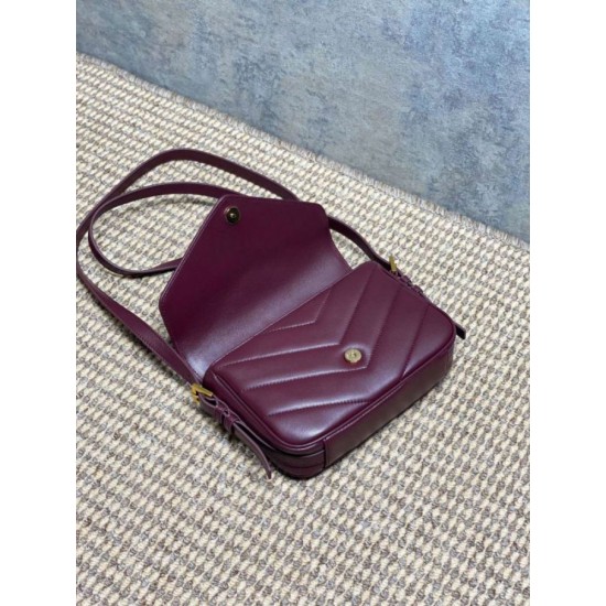 1:1 Replica YSL Saint Laurent Loulou mini shoulder bag in burgundy Knockoff