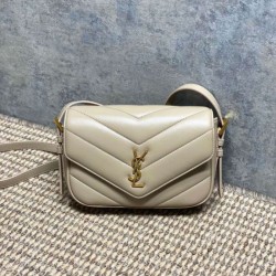 1:1 Replica YSL Saint Laurent Loulou mini shoulder bag in beige Knockoff