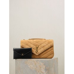 1:1 Replica YSL Saint Laurent LouLou Medium in brown quilted suede Knockoff