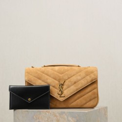 1:1 Replica YSL Saint Laurent LouLou Medium in brown quilted suede Knockoff