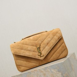 1:1 Replica YSL Saint Laurent LouLou Medium in brown quilted suede Knockoff