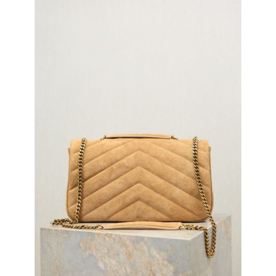 AAA Replica YSL Saint Laurent LouLou Medium in brown quilted suede 1:1 Replica YSL Saint Laurent LouLou Medium in brown quilted suede Knockoff