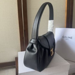 1:1 Replica Celine Polly medium shoulder bag in black Knockoff