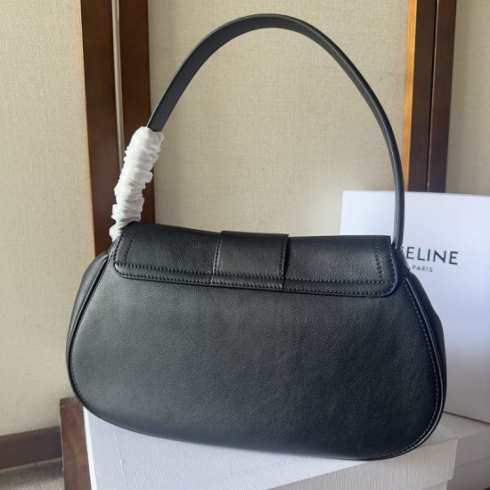 1:1 Replica Celine Polly medium shoulder bag in black Knockoff