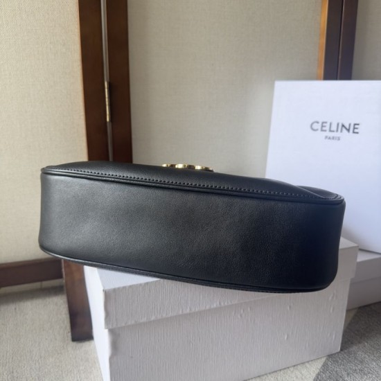 1:1 Replica Celine Polly medium shoulder bag in black Knockoff