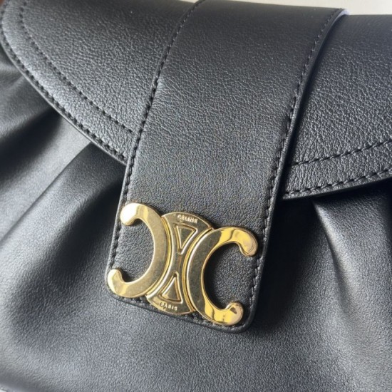 1:1 Replica Celine Polly medium shoulder bag in black Knockoff