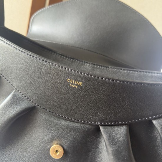 1:1 Replica Celine Polly medium shoulder bag in black Knockoff