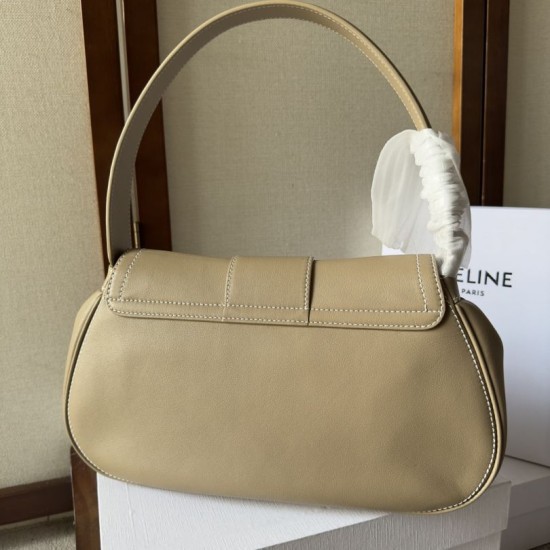 1:1 Replica Celine Polly medium shoulder bag in beige Knockoff