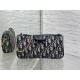 1:1 Replica Dior Oblique Bow Clutch with Chain in Blue Knockoff