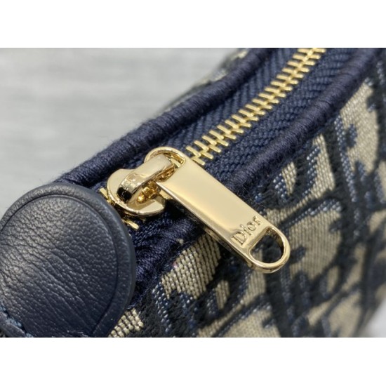 1:1 Replica Dior Oblique Bow Clutch with Chain in Blue Knockoff