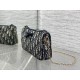 1:1 Replica Dior Oblique Bow Clutch with Chain in Blue Knockoff