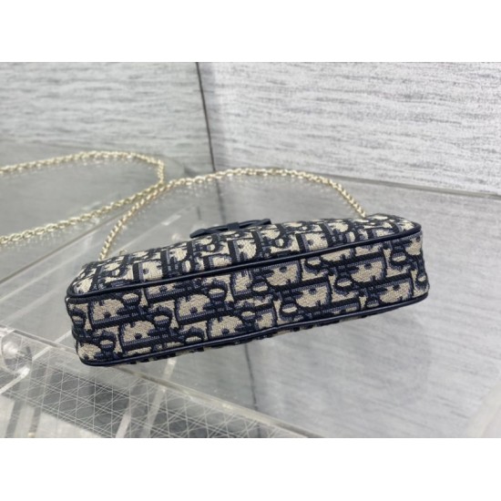 1:1 Replica Dior Oblique Bow Clutch with Chain in Blue Knockoff