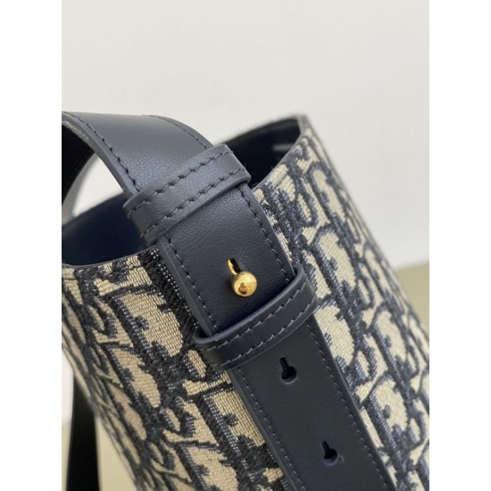 1:1 Replica Diorstar Dior Small Bucket Bag in Blue Oblique Jacquard Knockoff