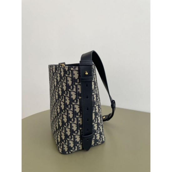 1:1 Replica Diorstar Dior Small Bucket Bag in Blue Oblique Jacquard Knockoff
