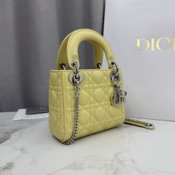 AAA Replica Dior Lady Dior Mini Cannage Bag in Yellow 1:1 Replica Dior Lady Dior Mini Cannage Bag in Yellow Knockoff