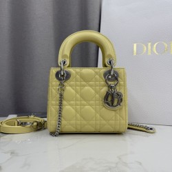 1:1 Replica Dior Lady Dior Mini Cannage Bag in Yellow Knockoff