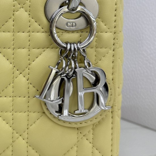 AAA Replica Dior Lady Dior Mini Cannage Bag in Yellow 1:1 Replica Dior Lady Dior Mini Cannage Bag in Yellow Knockoff