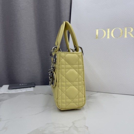 AAA Replica Dior Lady Dior Mini Cannage Bag in Yellow 1:1 Replica Dior Lady Dior Mini Cannage Bag in Yellow Knockoff