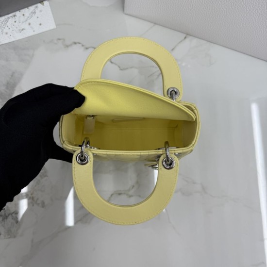 AAA Replica Dior Lady Dior Mini Cannage Bag in Yellow 1:1 Replica Dior Lady Dior Mini Cannage Bag in Yellow Knockoff
