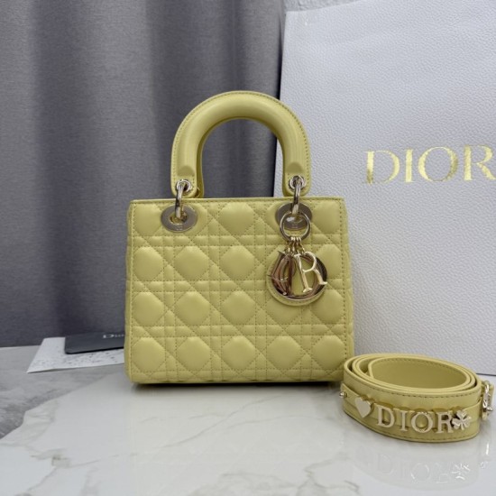 AAA Replica Dior Lady Dior Small Cannage Bag in Yellow 1:1 Replica Dior Lady Dior Small Cannage Bag in Yellow Knockoff