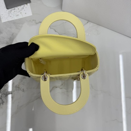 AAA Replica Dior Lady Dior Small Cannage Bag in Yellow 1:1 Replica Dior Lady Dior Small Cannage Bag in Yellow Knockoff