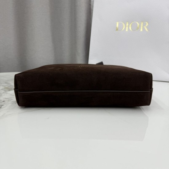 1:1 Replica Medium Dior Diorly Crossbody Bag in Chocolate Suede Knockoff