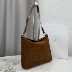 1:1 Replica Medium Dior Diorly Crossbody Bag in Brown Suede Knockoff