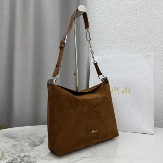 1:1 Replica Medium Dior Diorly Crossbody Bag in Brown Suede Knockoff
